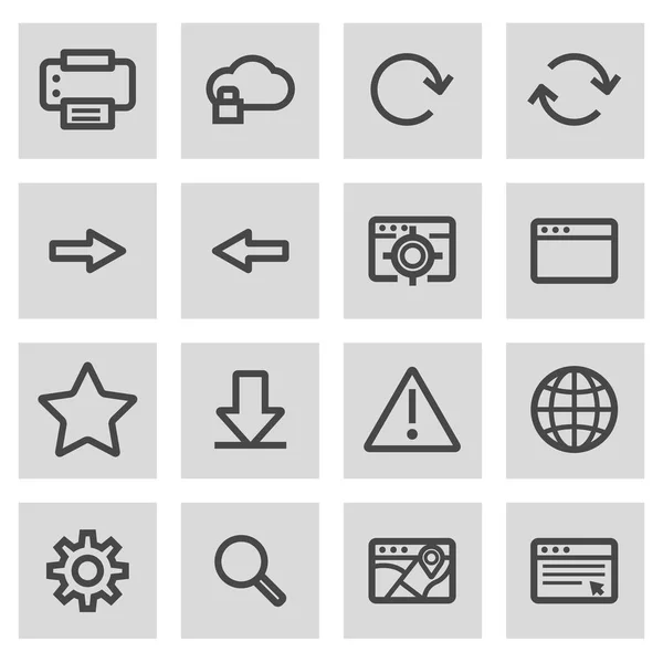 Vector line browser icons set — Stock Vector