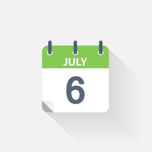 6 juli kalenderikonen — Stock vektor