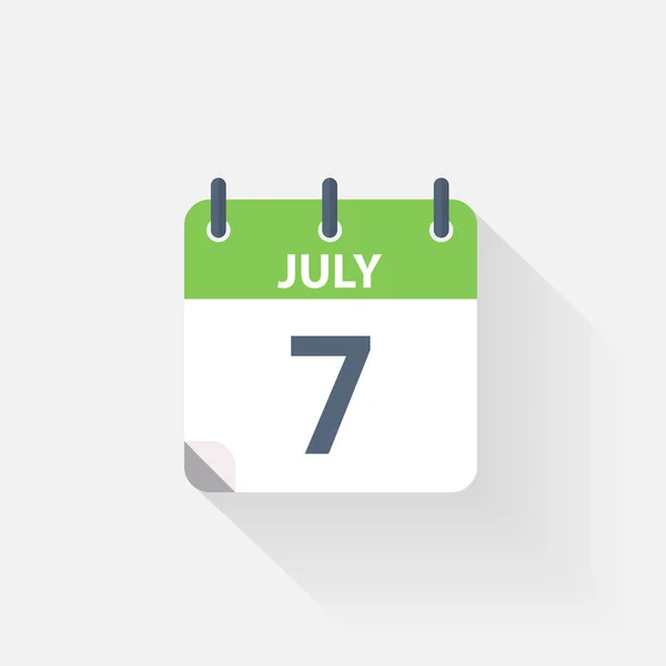 7 juillet icône du calendrier — Image vectorielle