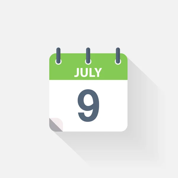 7 月 9 日カレンダー アイコン — ストックベクタ