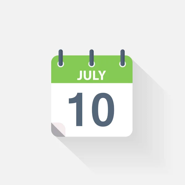 10 luglio icona del calendario — Vettoriale Stock