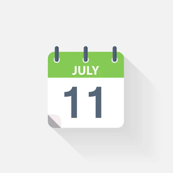 Ícone de calendário 11 de julho —  Vetores de Stock