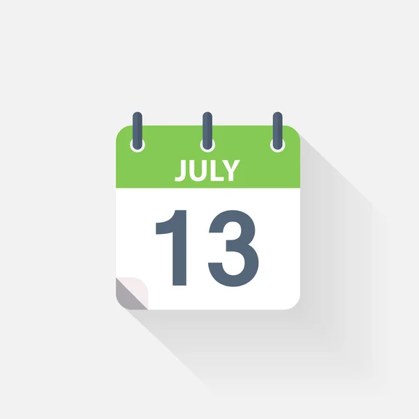 13 luglio icona del calendario — Vettoriale Stock