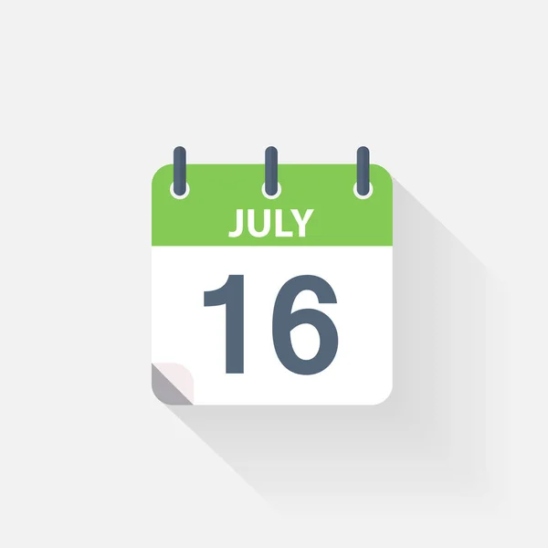 Ícone de calendário 16 de julho —  Vetores de Stock