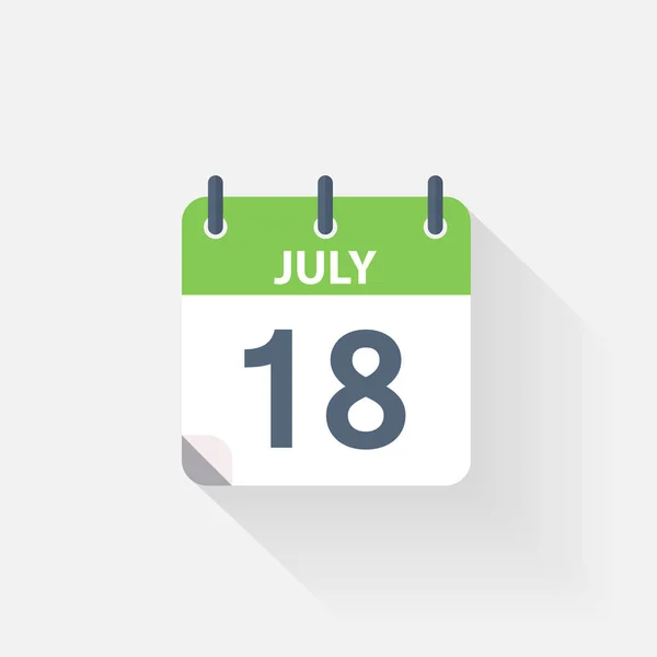 18 Julho ícone do calendário —  Vetores de Stock