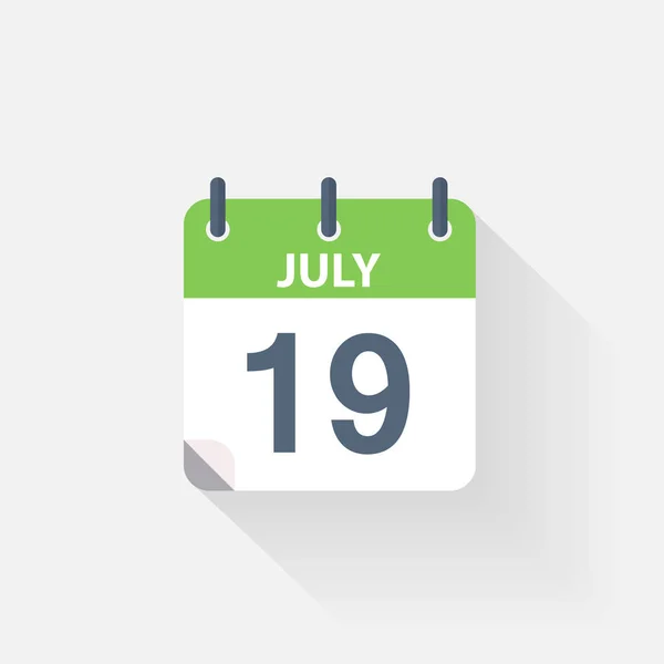 Július 19-én naptár ikonra — Stock Vector