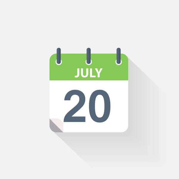7 月 20 日カレンダー アイコン — ストックベクタ