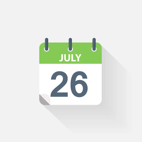 Ícone de calendário 26 de julho —  Vetores de Stock