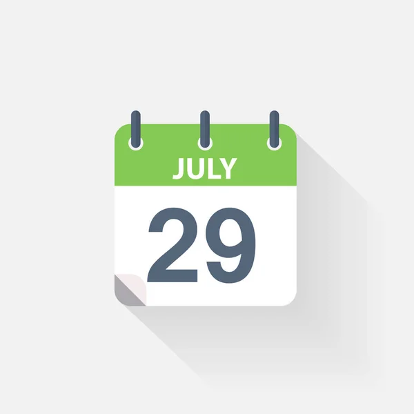 Het pictogram van de kalender van 29 juli — Stockvector