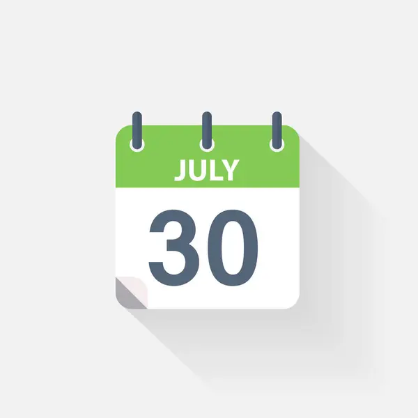30 luglio icona del calendario — Vettoriale Stock