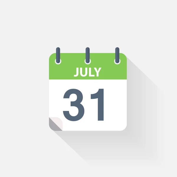 Het pictogram van de kalender van 31 juli — Stockvector