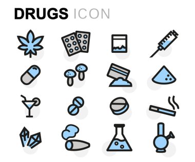 Vektör düz Icons set ilaçlar