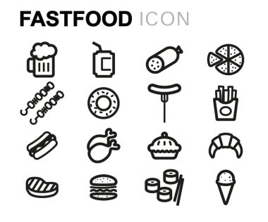 Vektör hat fastfood Icons set