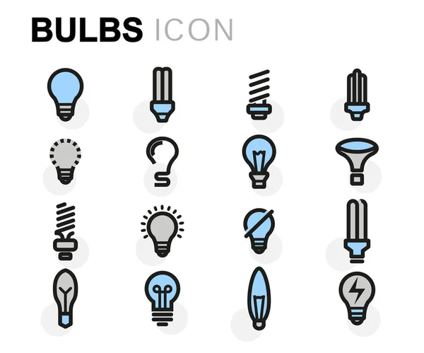 Conjunto de ícones de lâmpadas planas vetoriais —  Vetores de Stock