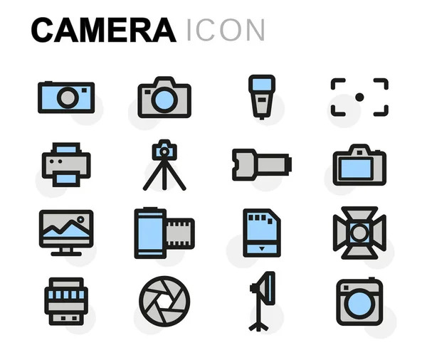 Vector flat camera icons set — Stock Vector