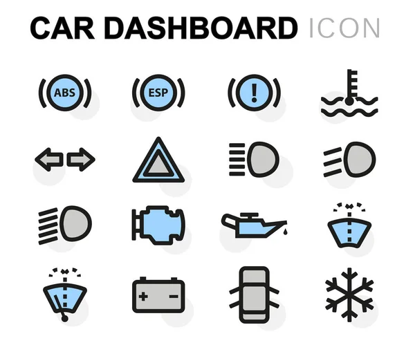 Conjunto de ícones de painel de carro plano vetorial —  Vetores de Stock