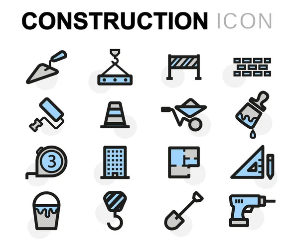 Ensemble d'icônes vectorielles de construction plate — Image vectorielle