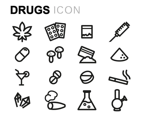 Conjunto de iconos de drogas de línea vectorial — Archivo Imágenes Vectoriales