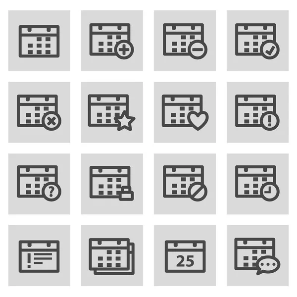 Conjunto de iconos de calendario de línea vectorial — Vector de stock