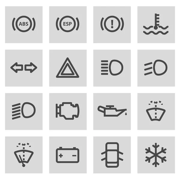 Conjunto de iconos de tablero de instrumentos de coche de línea vectorial — Vector de stock