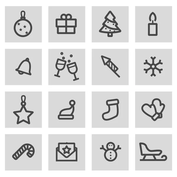 Vector line christmas icons set — Stock Vector