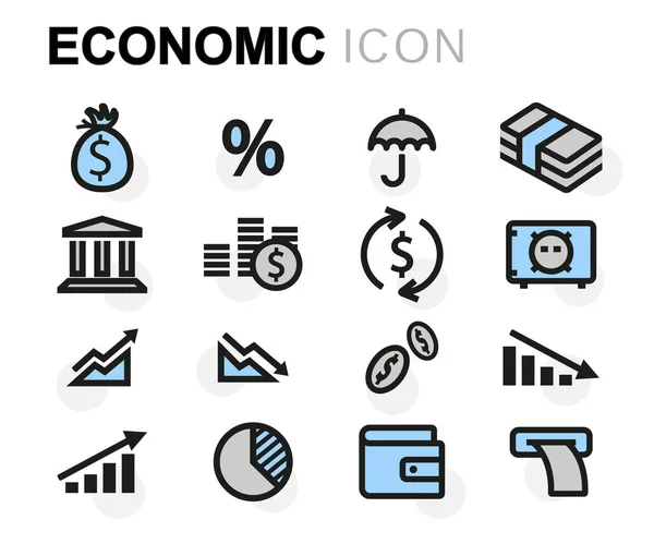 Wektor zestaw ikon mieszkanie ekonomiczne — Wektor stockowy