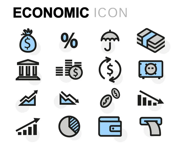 벡터 평면 경제 아이콘 세트 — 스톡 벡터