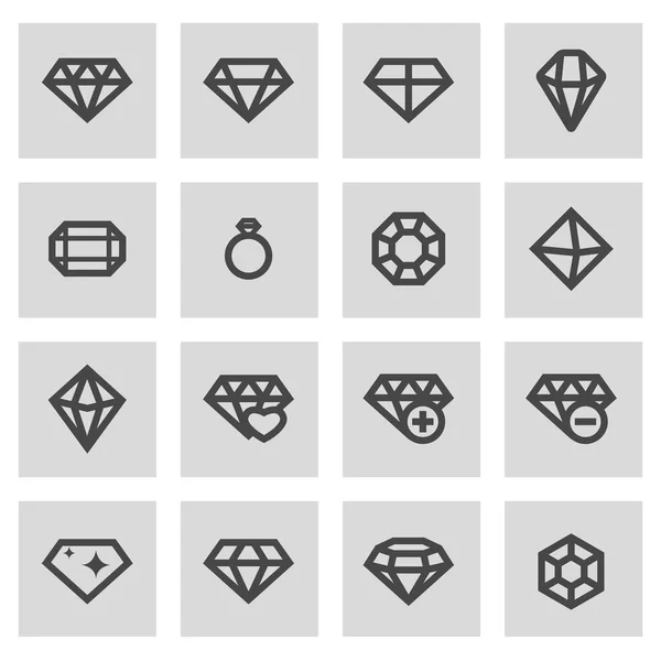 Set de diamantes de línea vectorial — Vector de stock