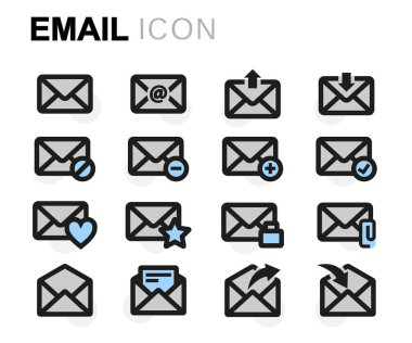 Vektör düz e-posta Icons set