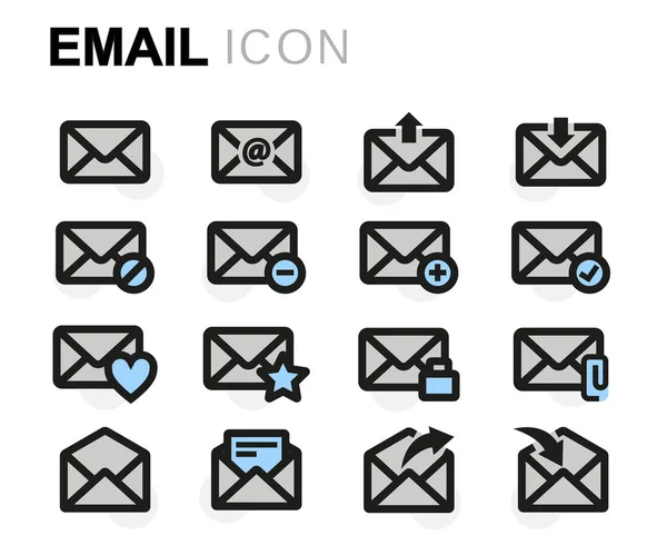 Conjunto de ícones de e-mail plano vetorial — Vetor de Stock