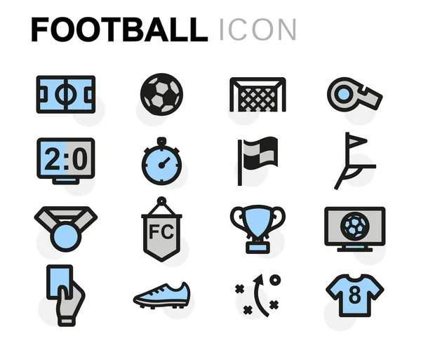 Conjunto de ícones de futebol plano vetorial —  Vetores de Stock