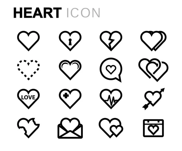 Vector line heart icons set — Stock Vector