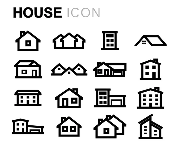 Conjunto de ícones de casa linha vetorial — Vetor de Stock