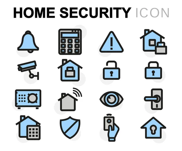 Düz ev güvenlik Icons set vektör — Stok Vektör
