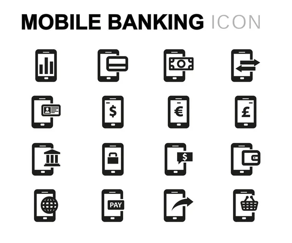 Набор векторных линий мобильного банкинга — стоковый вектор