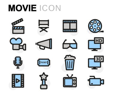 Vektör düz film Icons set