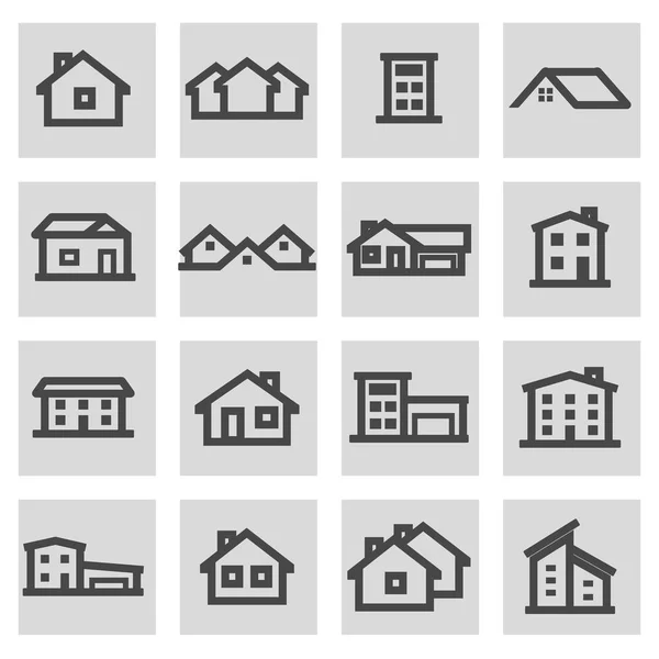 Vector line house icons set — Stock Vector
