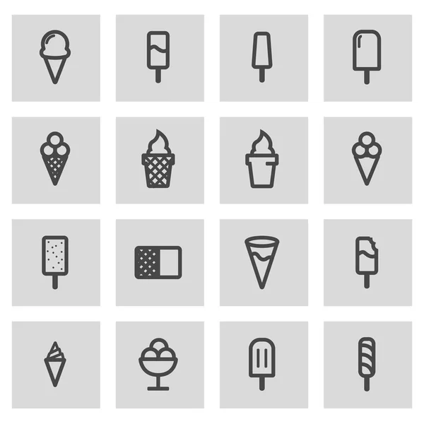 Conjunto de iconos de helado de línea vectorial — Vector de stock