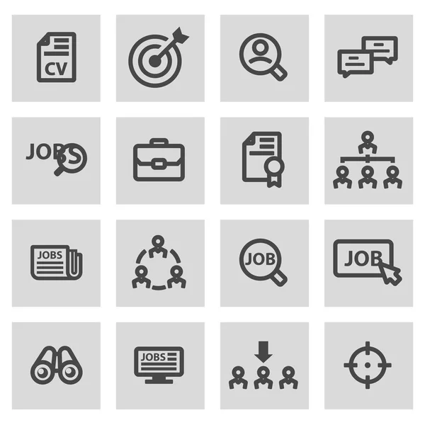 Vector line job search icons set — Stock Vector