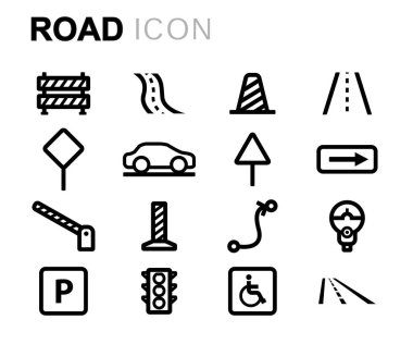 Vektör çizgi yol Icons set