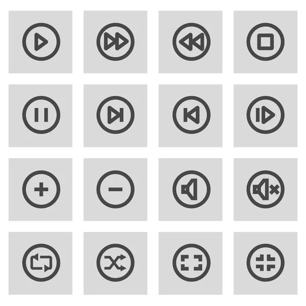 Ensemble d'icônes de boutons multimédias de ligne vectorielle — Image vectorielle