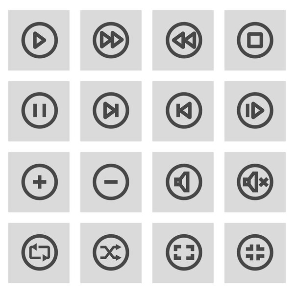 Vector line media buttons icons set