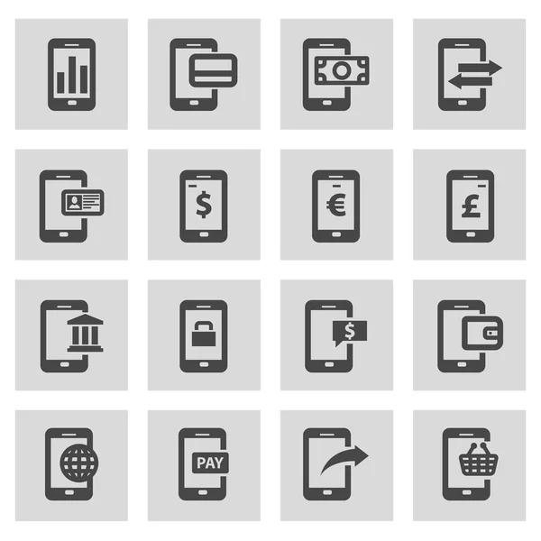 Serie icone bancarie mobili della linea vettoriale — Vettoriale Stock