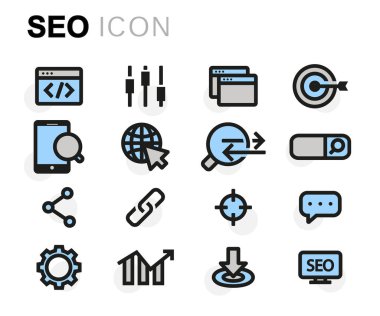Vektör düz seo Icons set