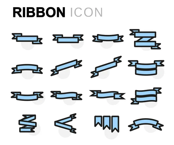 Vector flat ribbon icons set — Stock Vector