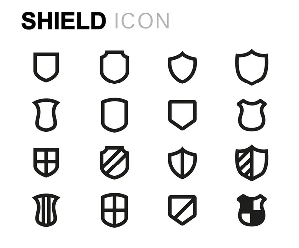 Vector line shield icons set — Stock Vector