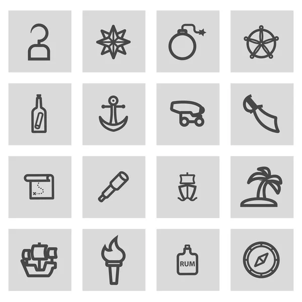 Vector line pirate icons set — Stock Vector