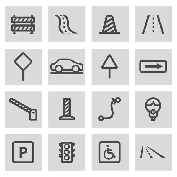 Vector line road icons set — Stock Vector