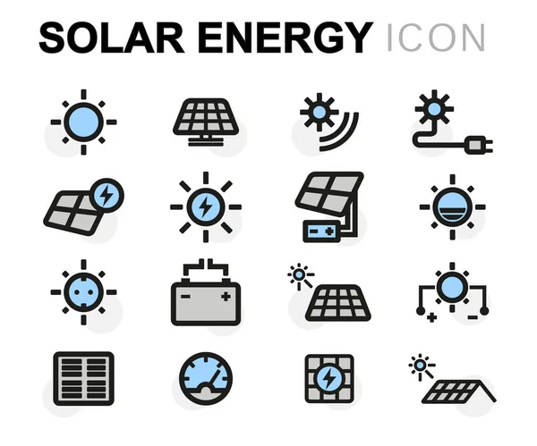 Vector platt solenergi ikoner set — Stock vektor