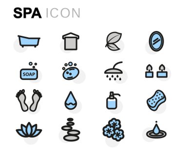 Vektör düz spa Icons set